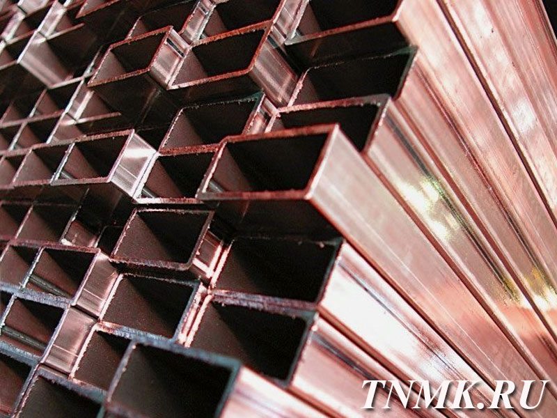Труба медная профильная 15х15х2,5 М1 ТУ 48-21-295 купить в Орле